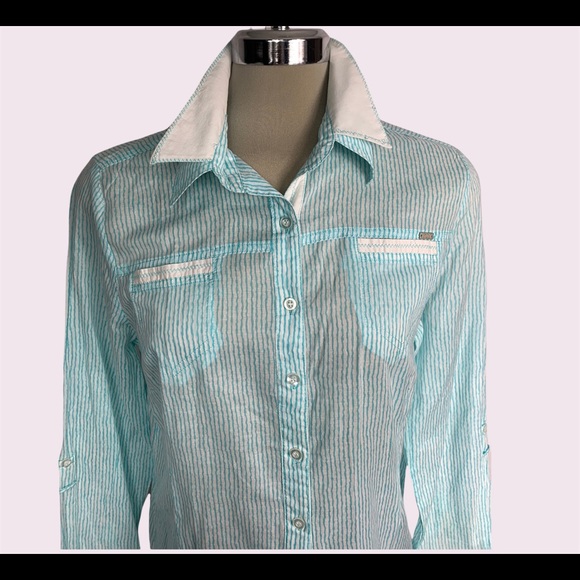 FDJ striped clear green and white long shirt Size 10 - Picture 7 of 13